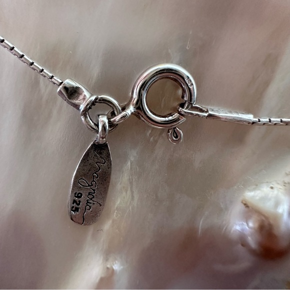 925 Chain Mother of Pearl Large Pandantiv 925 Stearling Silver Chain - Picture 10 of 14